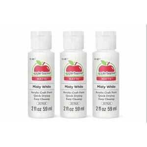 Apple Barrel Acrylic Paint Misty White 2 oz Matte Non Toxic Craft Paint 3 Pack